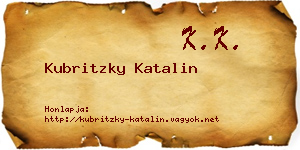 Kubritzky Katalin névjegykártya